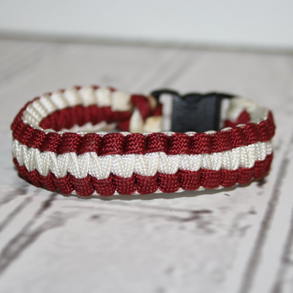 🧵🔴 Maroon + Cream Paracord Bracelet · 7.5" 🔴🧵